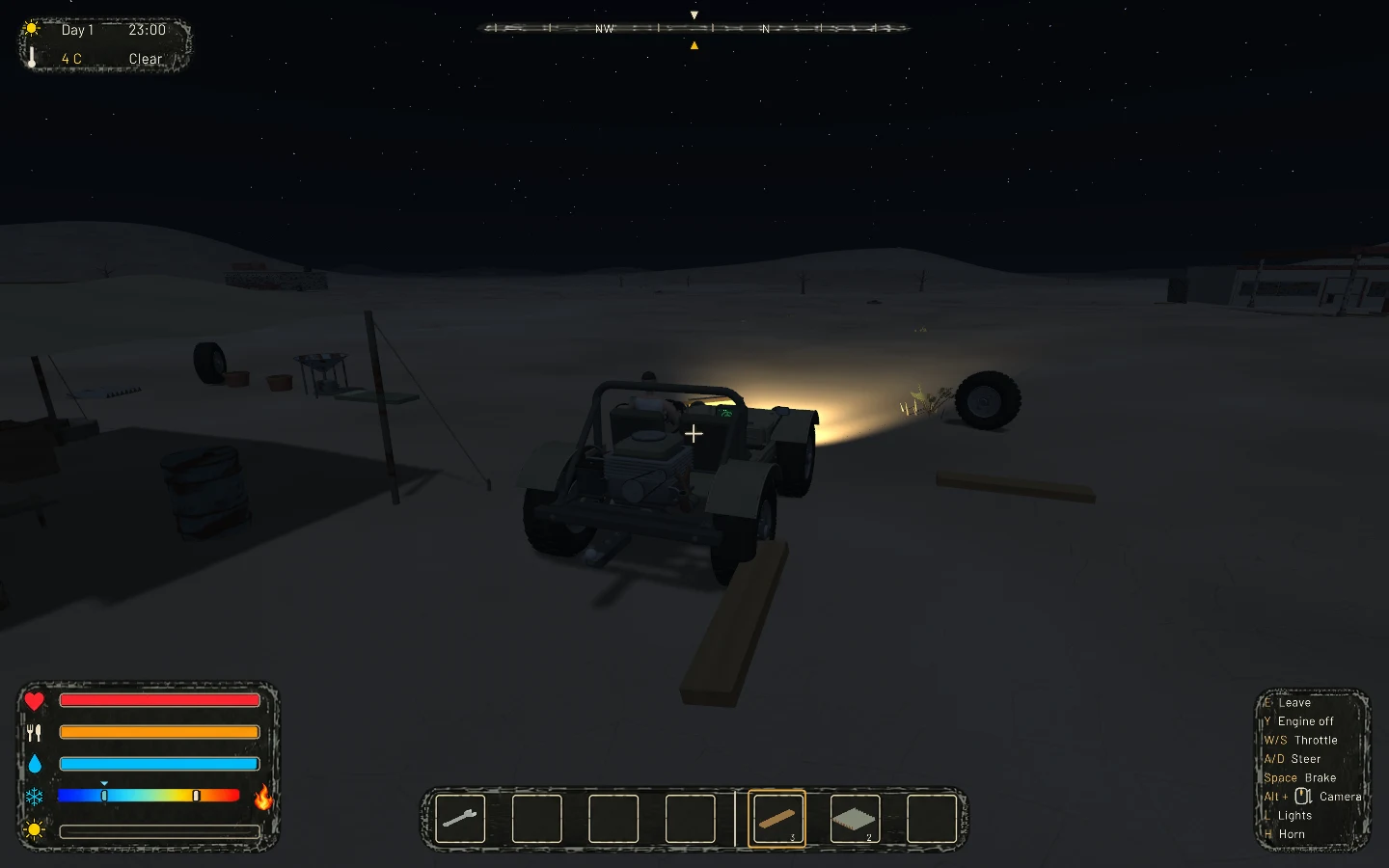 Night driving, with the game HUD visible.